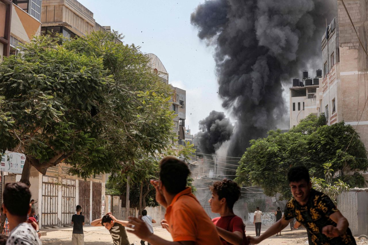 Israëlische bombardementen en drone-aanvallen op Gaza-stad op zondag 6 augustus.