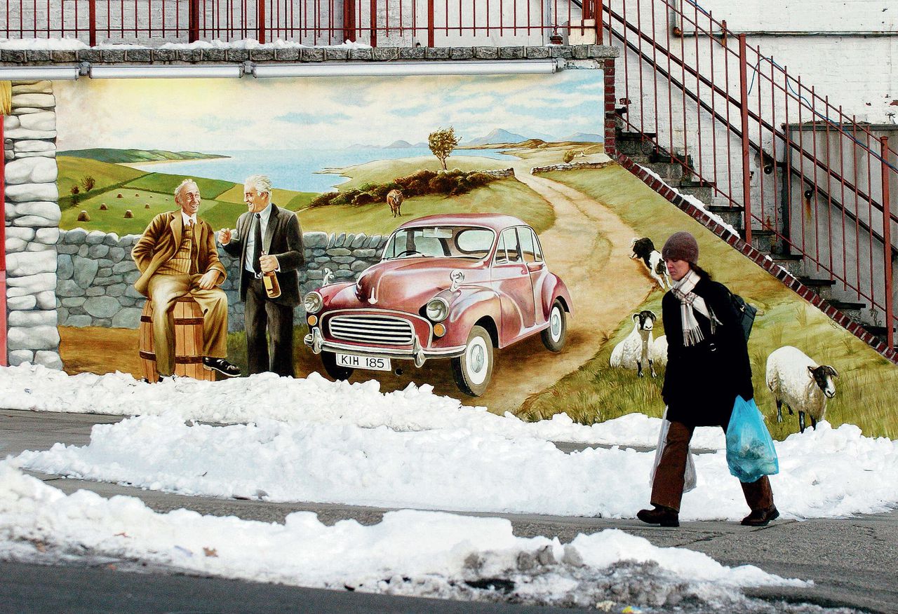 Een Iers getinte muurschildering in Yonkers, in de staat New York