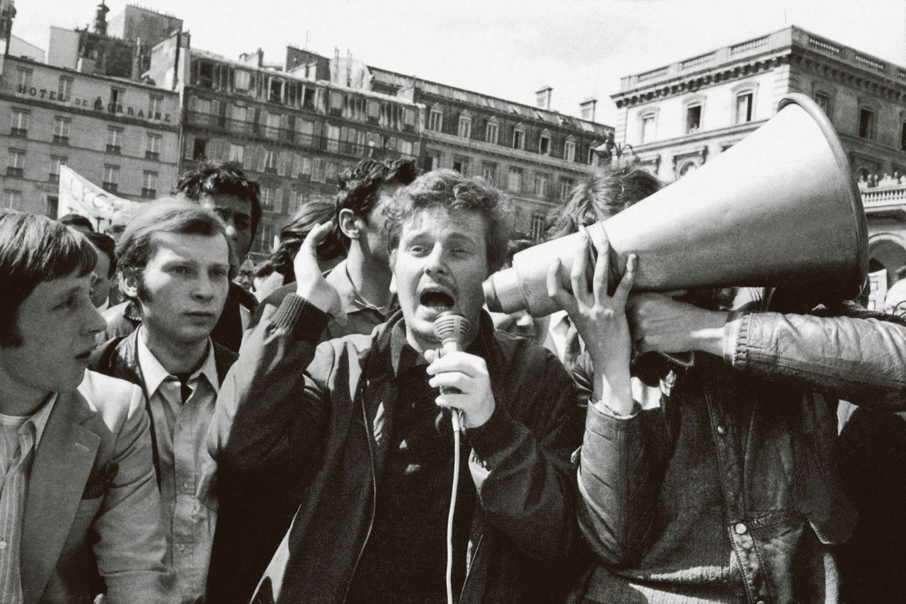 Als studentenleider in Parijs 1968.