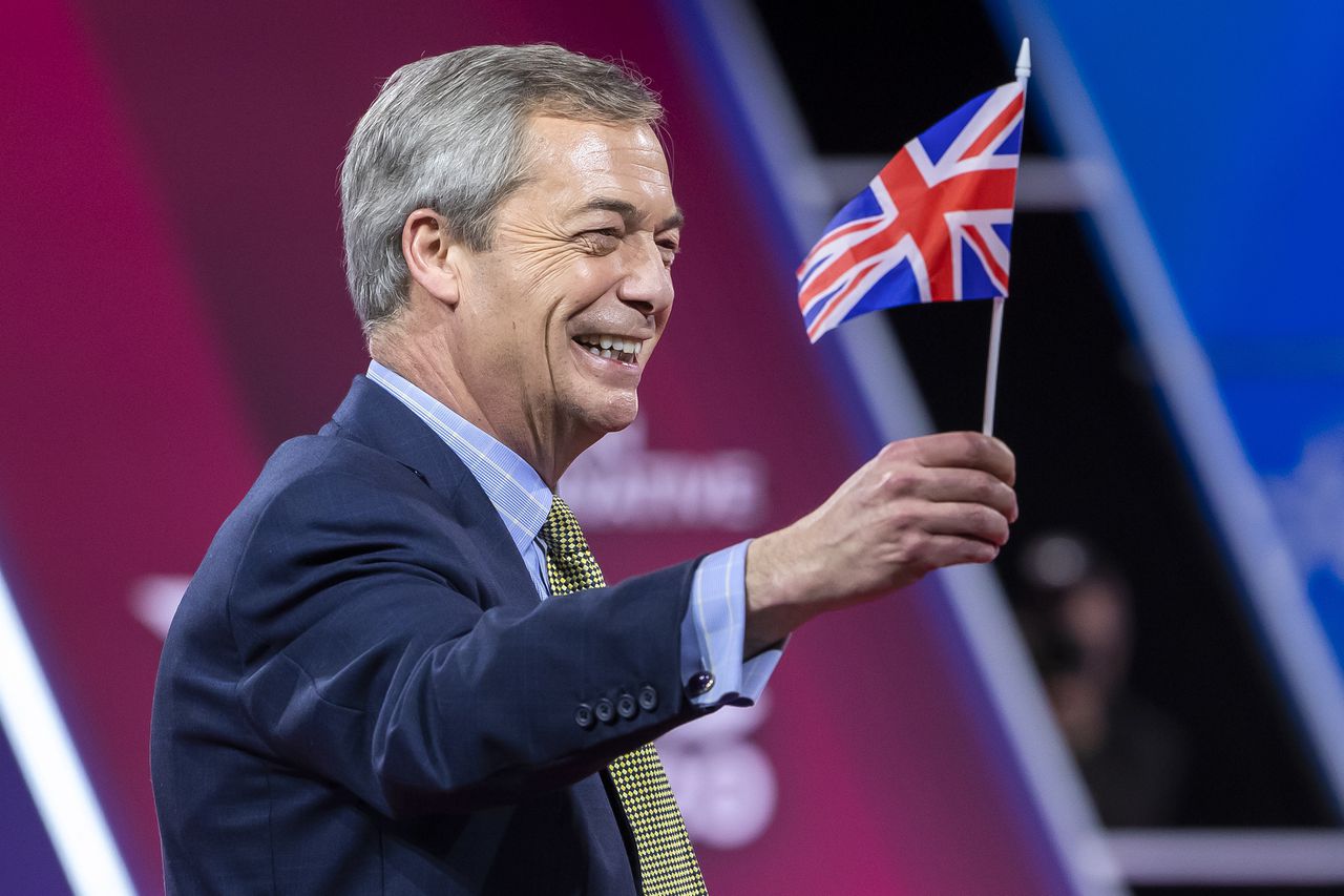 Nigel Farage in de Verenigde Staten in februari vorig jaar.