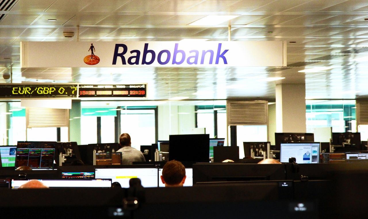 De dealingroom van Rabobank International in financieel zakendistrict de City in Londen.