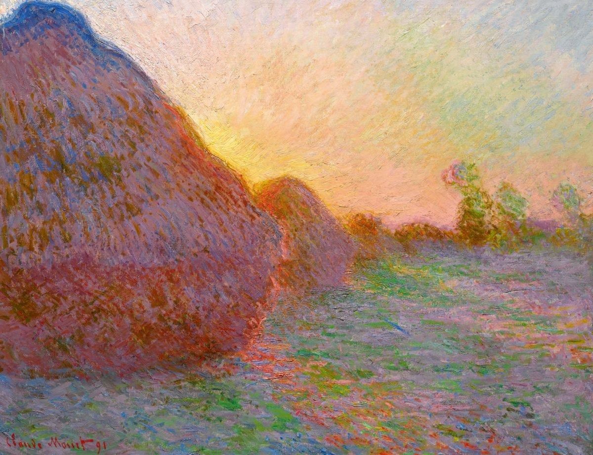 Het voor een recordbedrag van 110 miljoen dollar geveilde werk van Monet, Les Meules, 1890.
