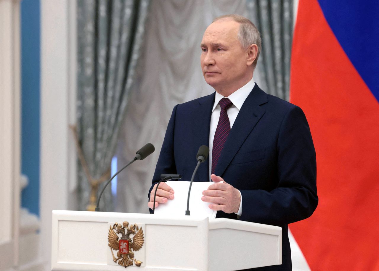 President Poetin in het Kremlin, begin deze maand.