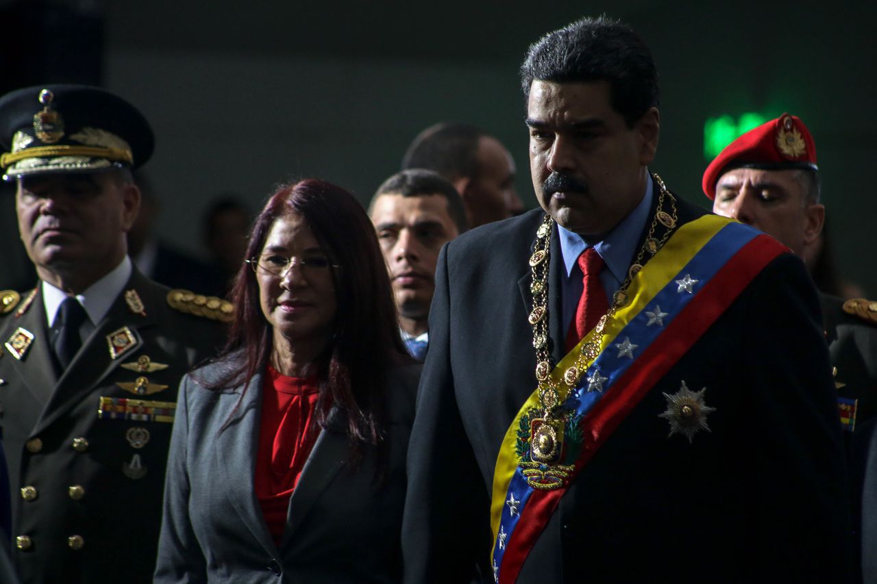 President Nicolás Maduro en zijn vrouw Cilia Flores op internationale vrouwendag, begin deze maand.