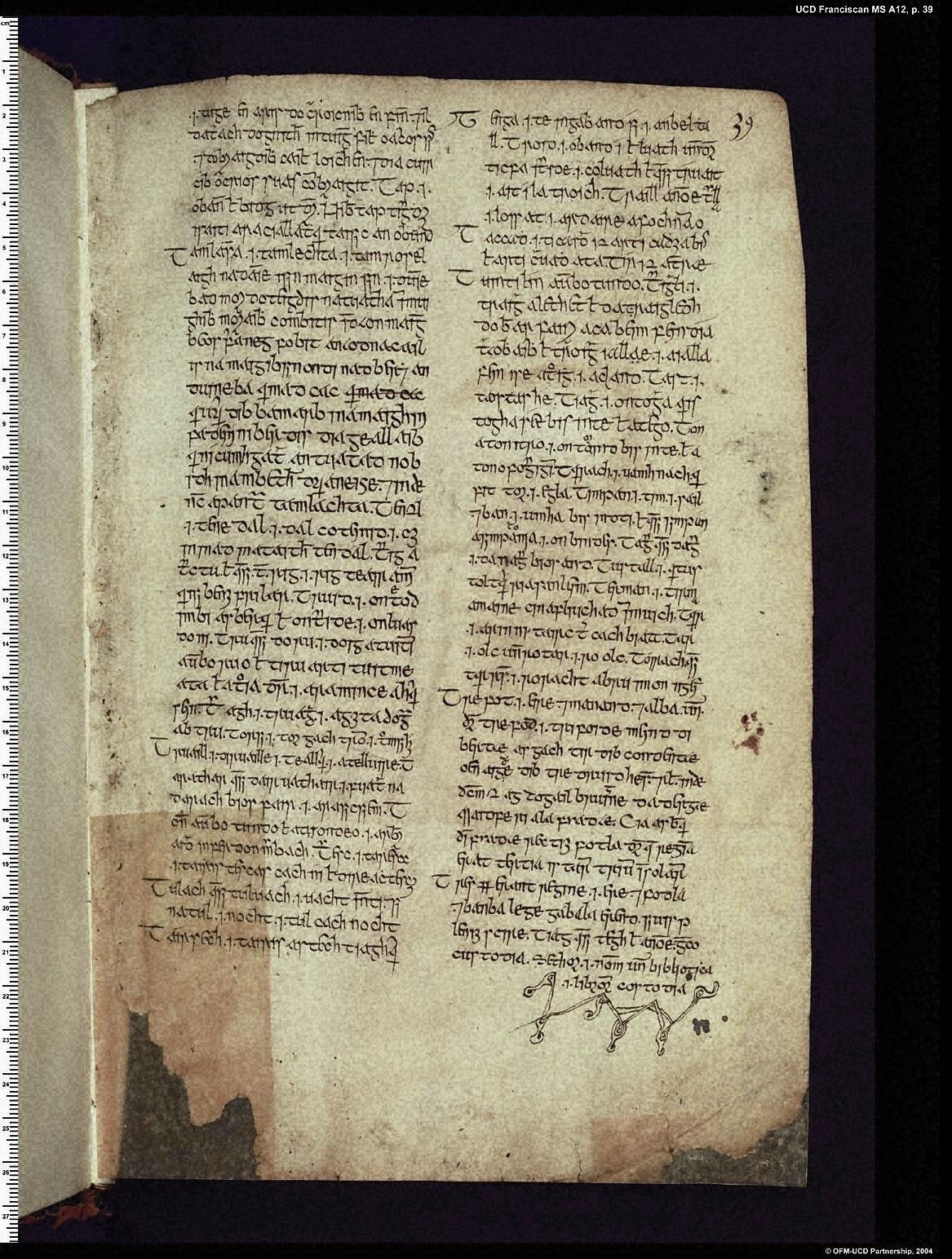 Zestiende-eeuws manuscript met begin van zevendeeeuwse Oudierse woordenlijst De origine Scoticae linguae, ook O’Mulconry’s Glossary genoemd, naar de zestiende-eeuwer Seán Ó Maoil Chonaire.