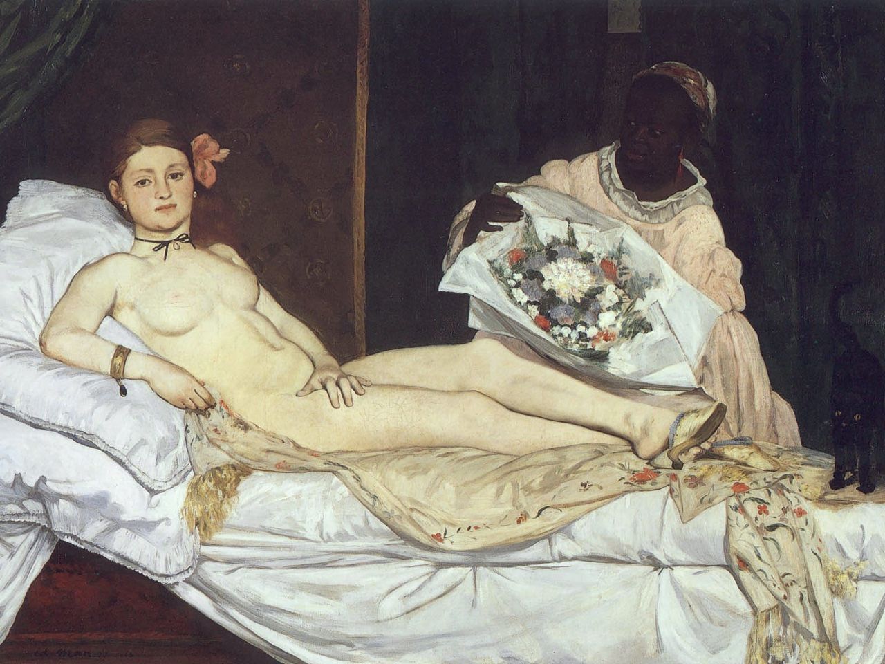 Edouard Manet Olympia (1863), met Victorine Meurent (links) en Laure.