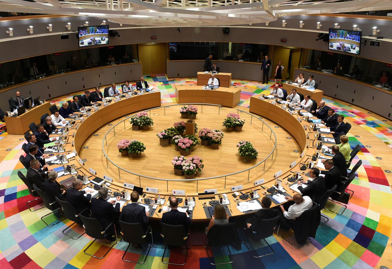 De EU-leiders bijeen in Brussel in de Europese Raad.
