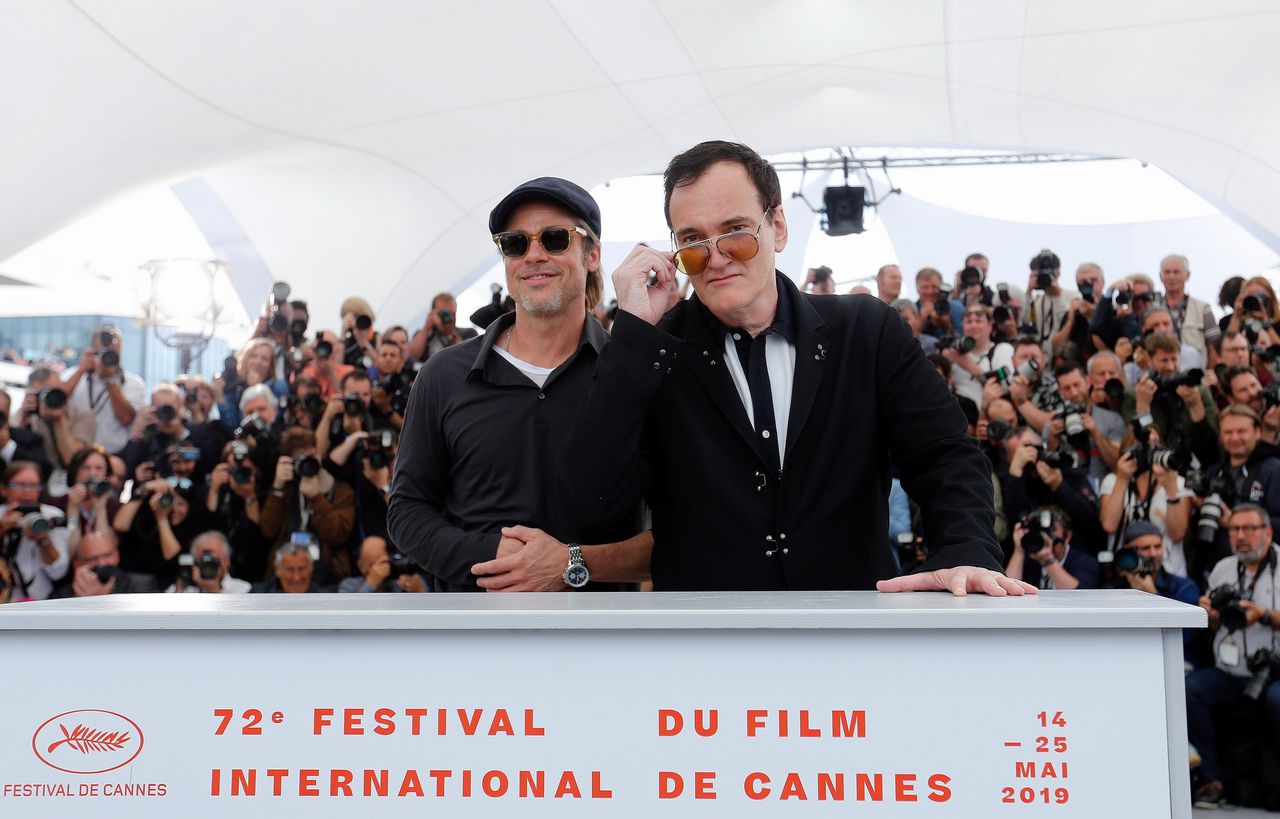 Acteur Brad Pitt en regisseur Quentin Tarantino in Cannes bij de première van ‘Once Upon a Time in Hollywood’.