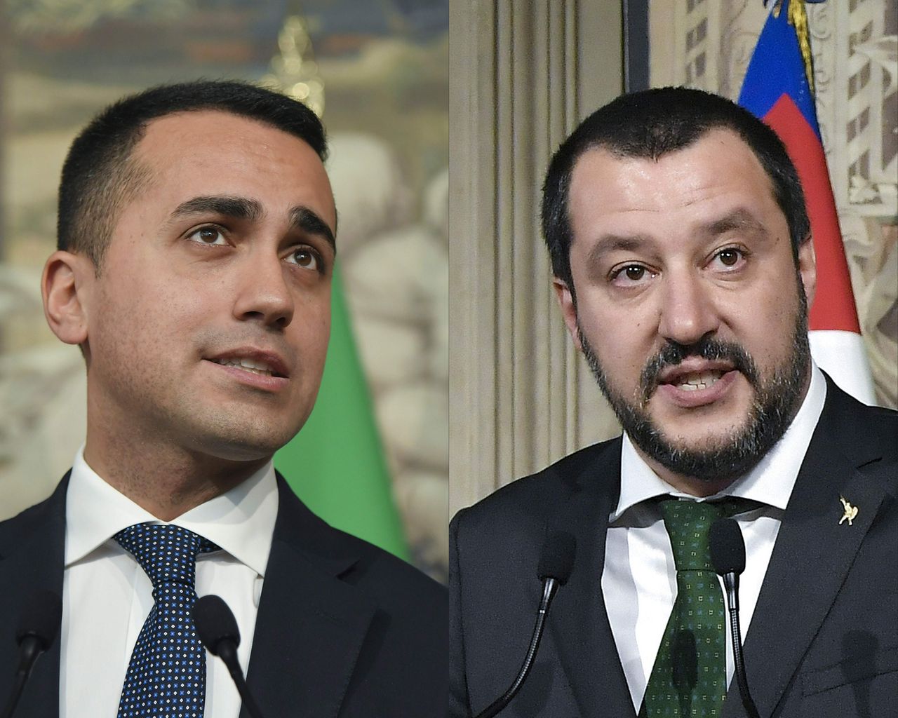 Luigi di Maio van de Vijfsterrenbeweging en Matteo Salvini van Lega spraken donderdagochtend in Rome.