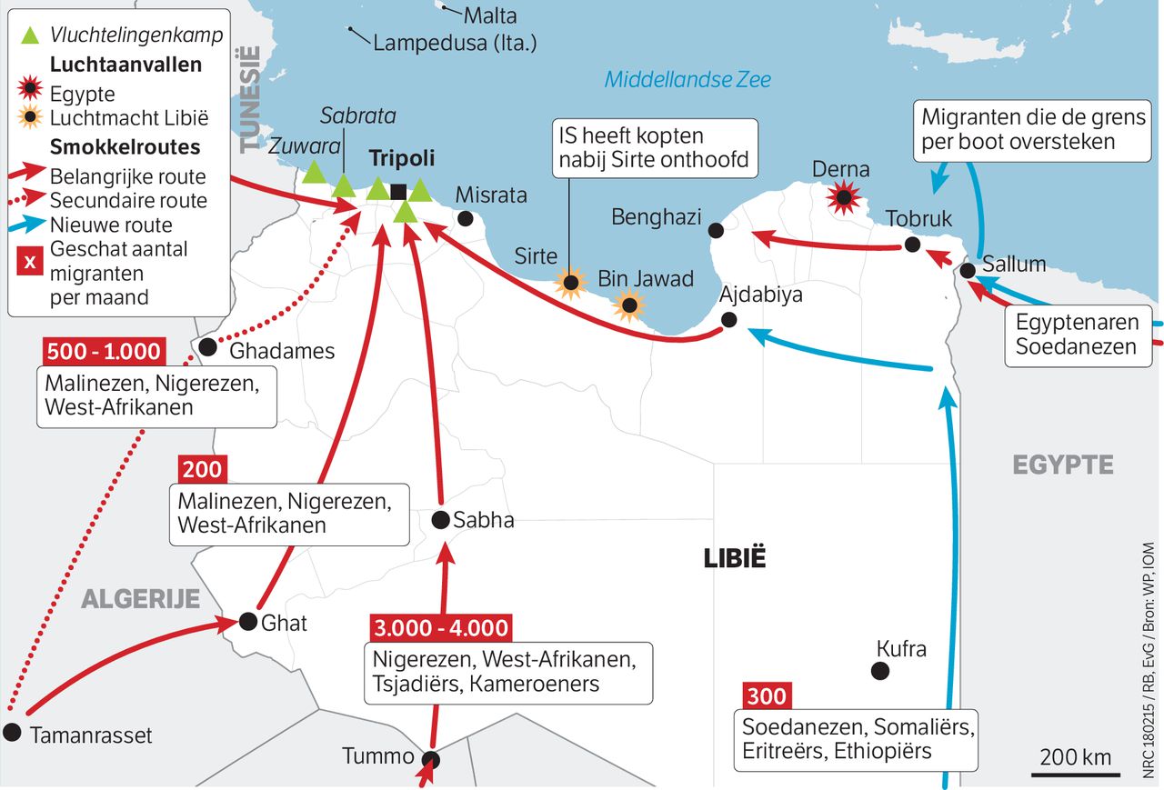 Migratieroutes en aanvallen op IS in Libië