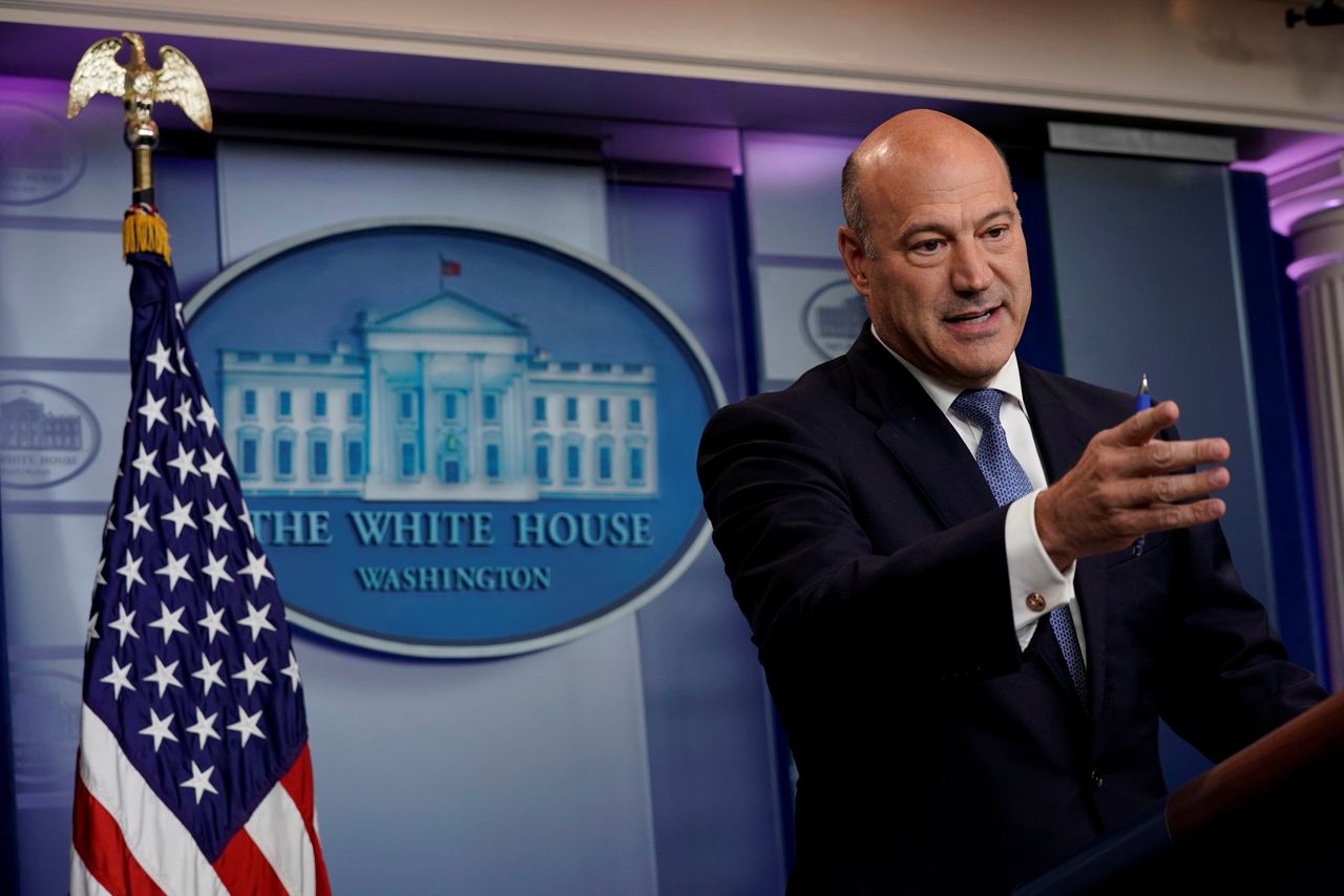 Gary Cohn, economisch topadviseur van het Witte Huis, tijdens een mediabriefing in september 2017. Cohn stapt op als hoofd van de Nationale Economische Raad, maakte het Witte Huis dinsdag bekend.