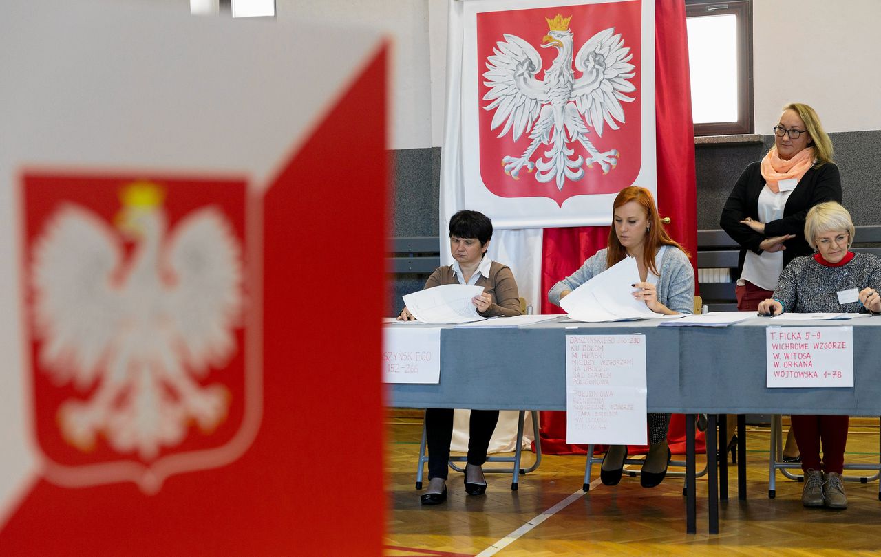 Een stembureau in Gliwice, Polen.