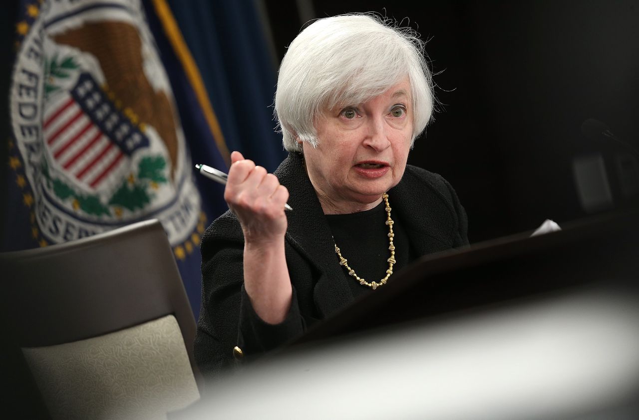 Yellen gisteren tijdens haar toelichting op het rentebesluit.