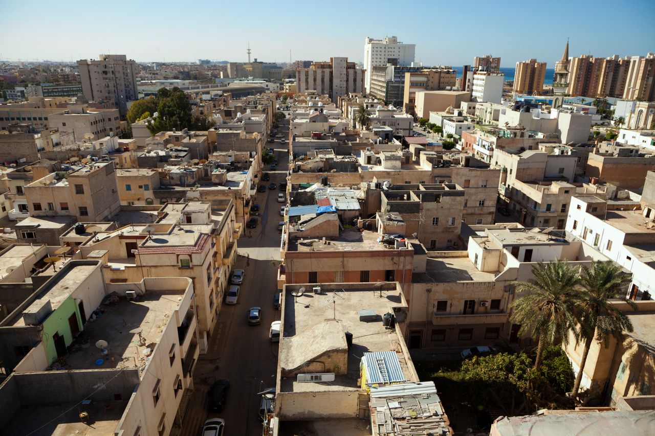 De Libische hoofdstad Tripoli gezien vanuit de lucht.