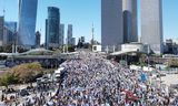 Een protest tegen de hervormingsplannen van de regering-Netanyahu in Tel Aviv op 9 maart.  