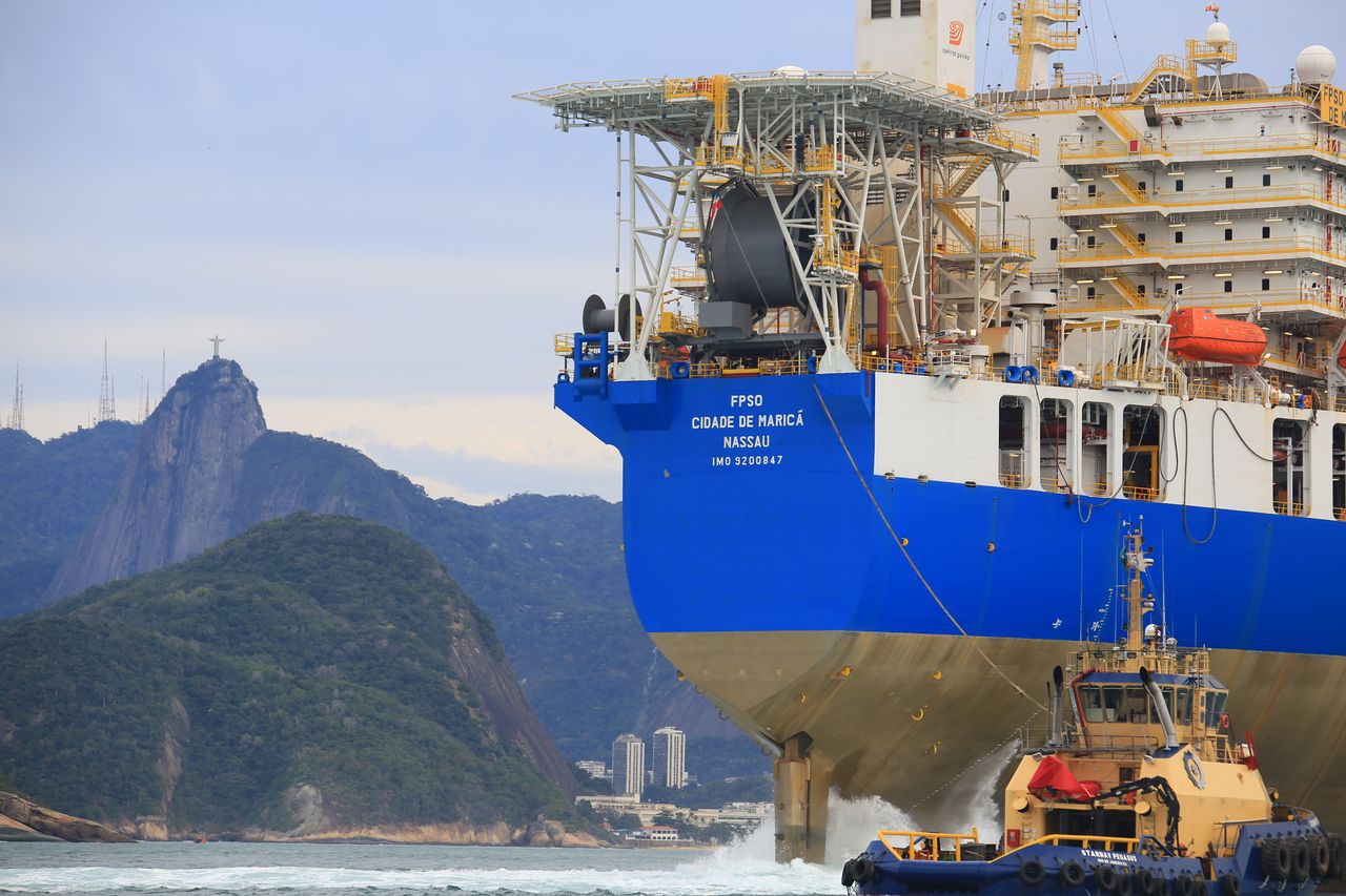 Een SBM-schip komt aan in Brazilië.