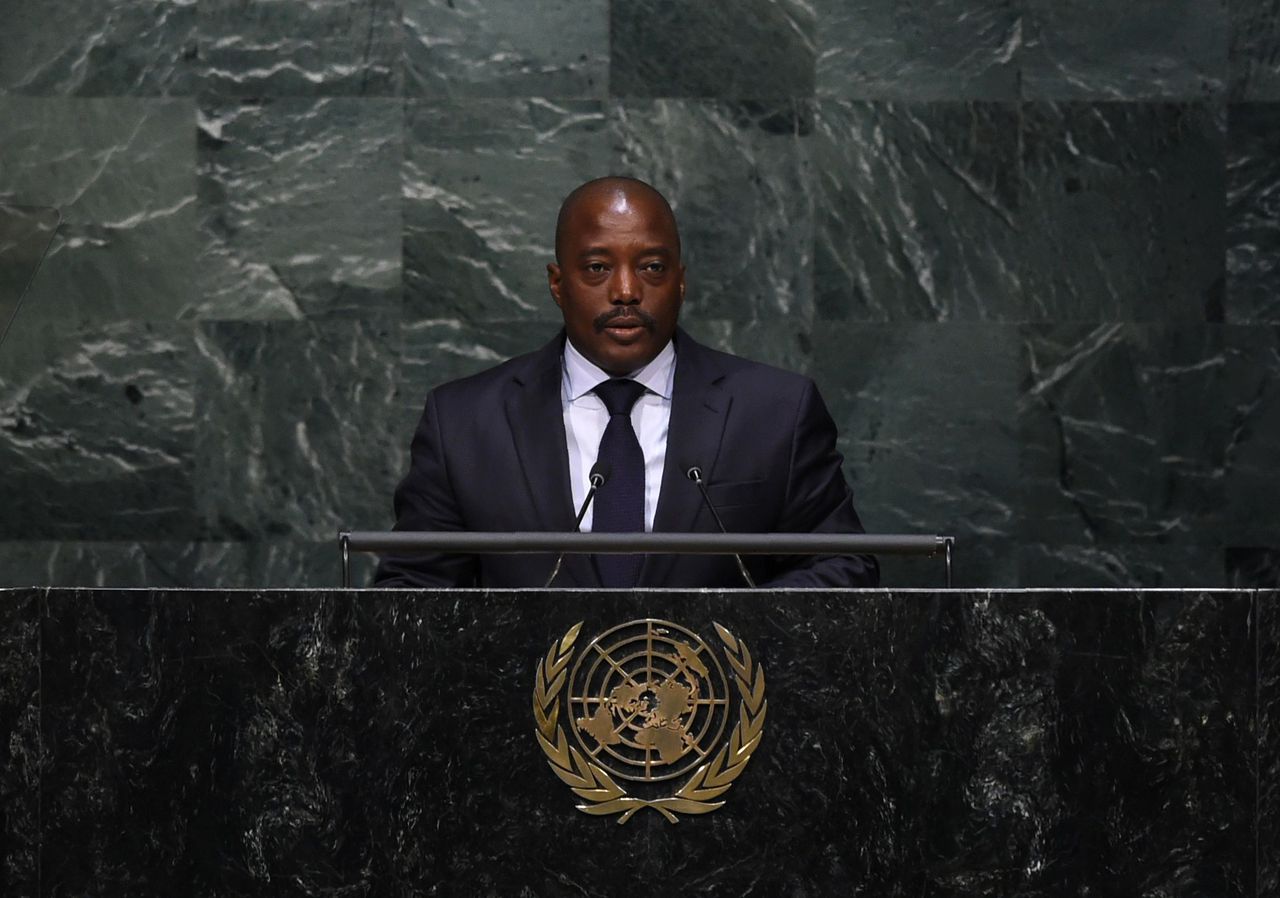 President Joseph Kabila tijdens een toespraak.