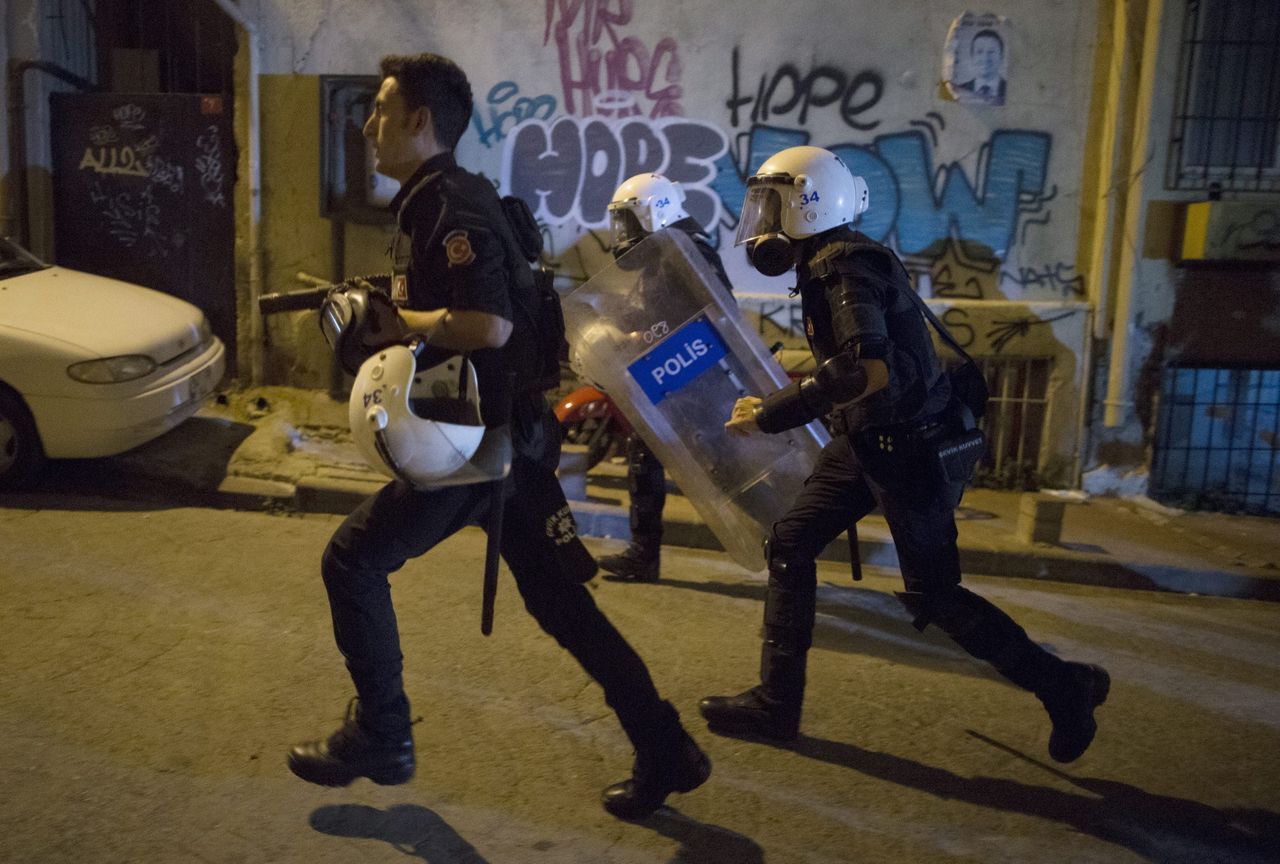 Turkse oproerpolitie bij demonstraties in Istanbul, in september.