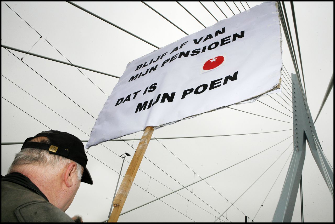 Demonstratie tegen Aegon in de haven NRC