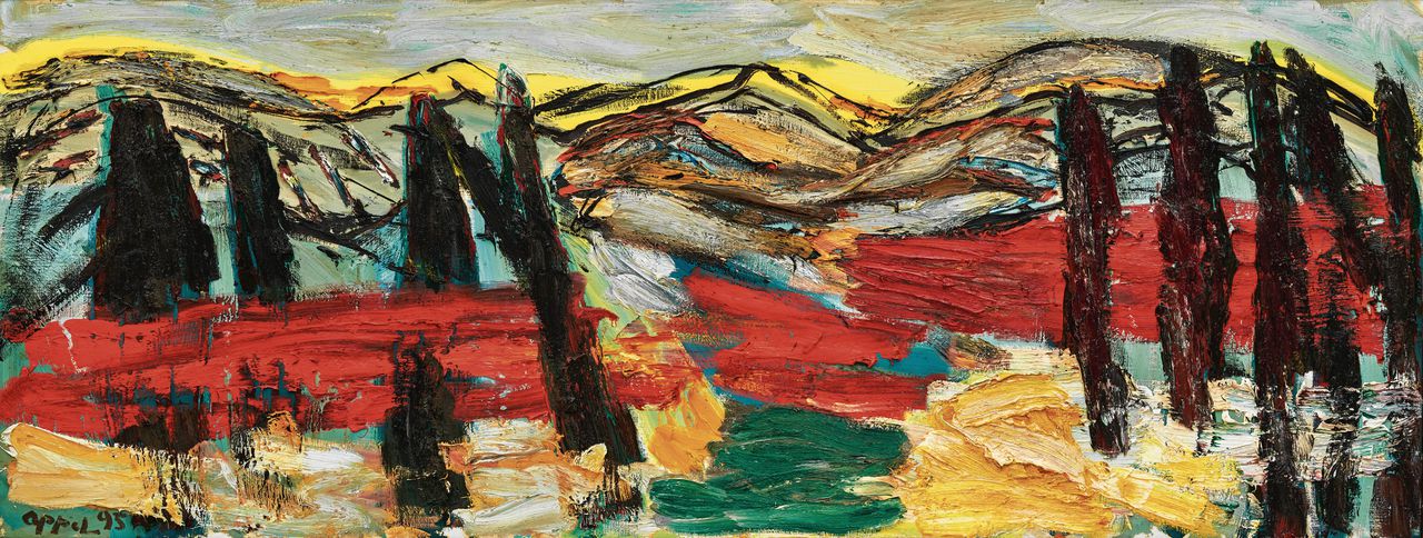 Karel Appel: Horizon of Tuscany no. 19 (1995, olieverf op doek, 115 x 300 cm).
