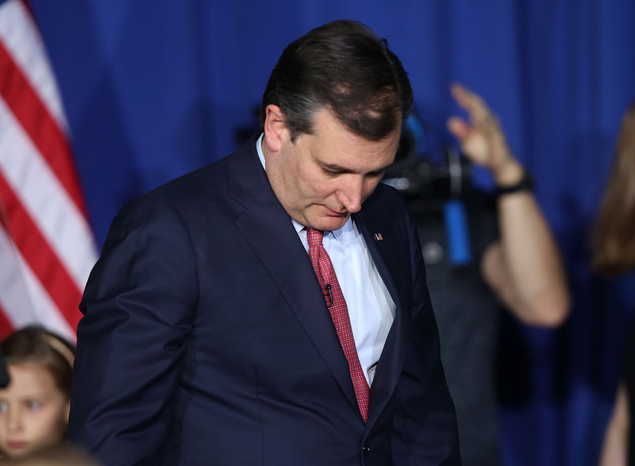 Ted Cruz nadat hij bekend heeft gemaakt zich terug te trekken als presidentskandidaat.
