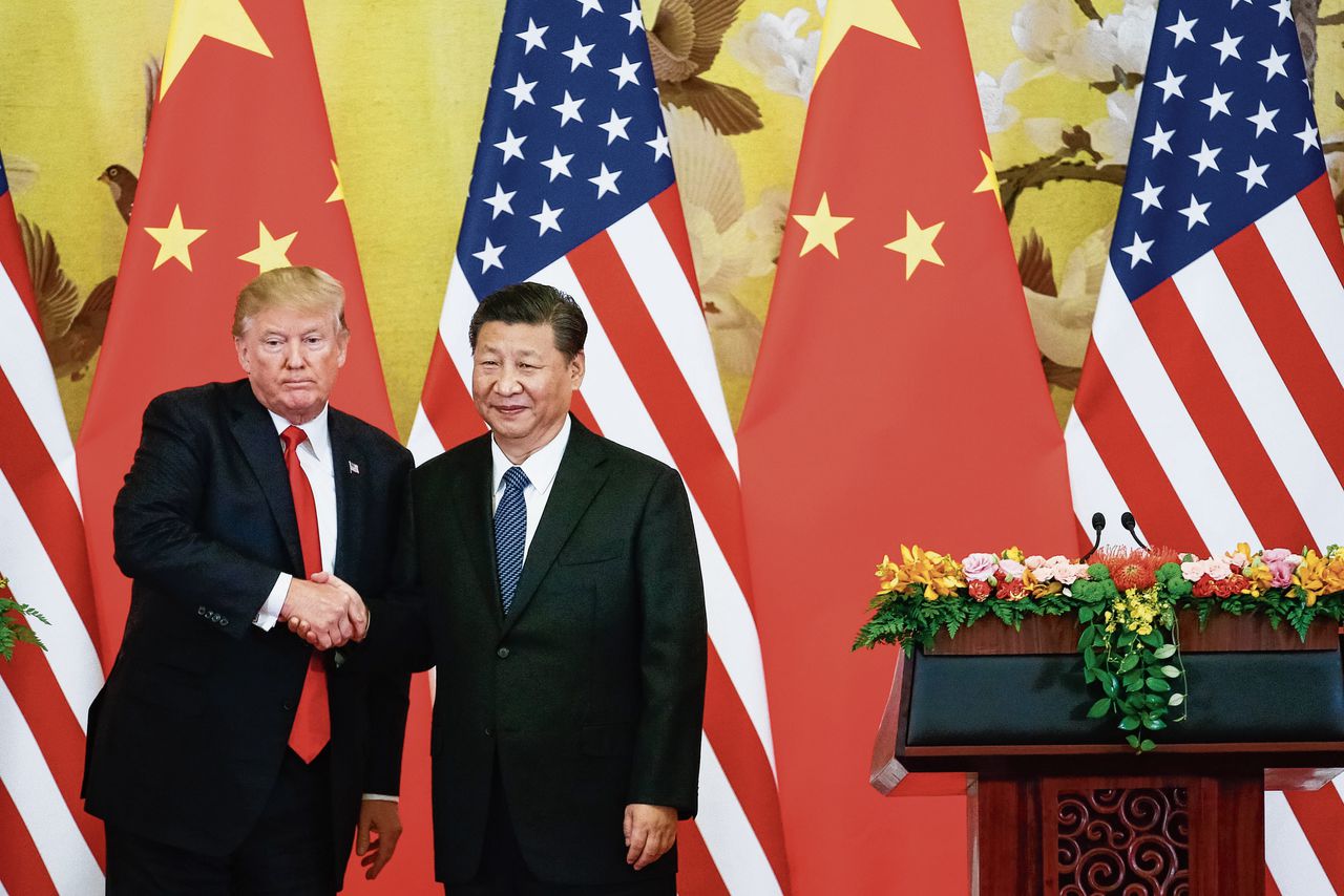 Donald Trump met de Chinese leider Xi Jinping, tijdens een officieel bezoek aan China in 2017.