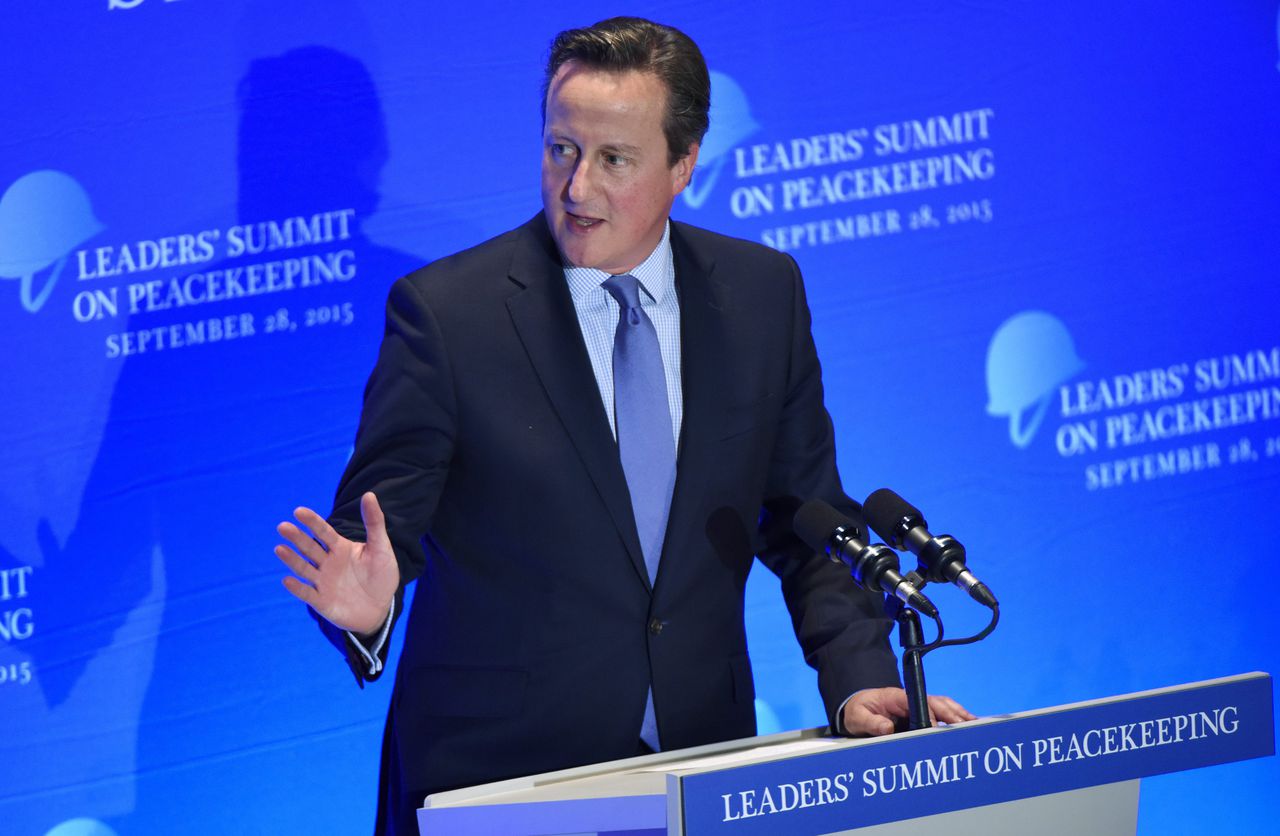 De Britse premier David Cameron tijdens de Algemene Vergadering van de Verenigde Naties in New York.