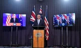Prime Minister Johnson, Prime Minister Morrison and President Biden at the announcement of the new alliance.