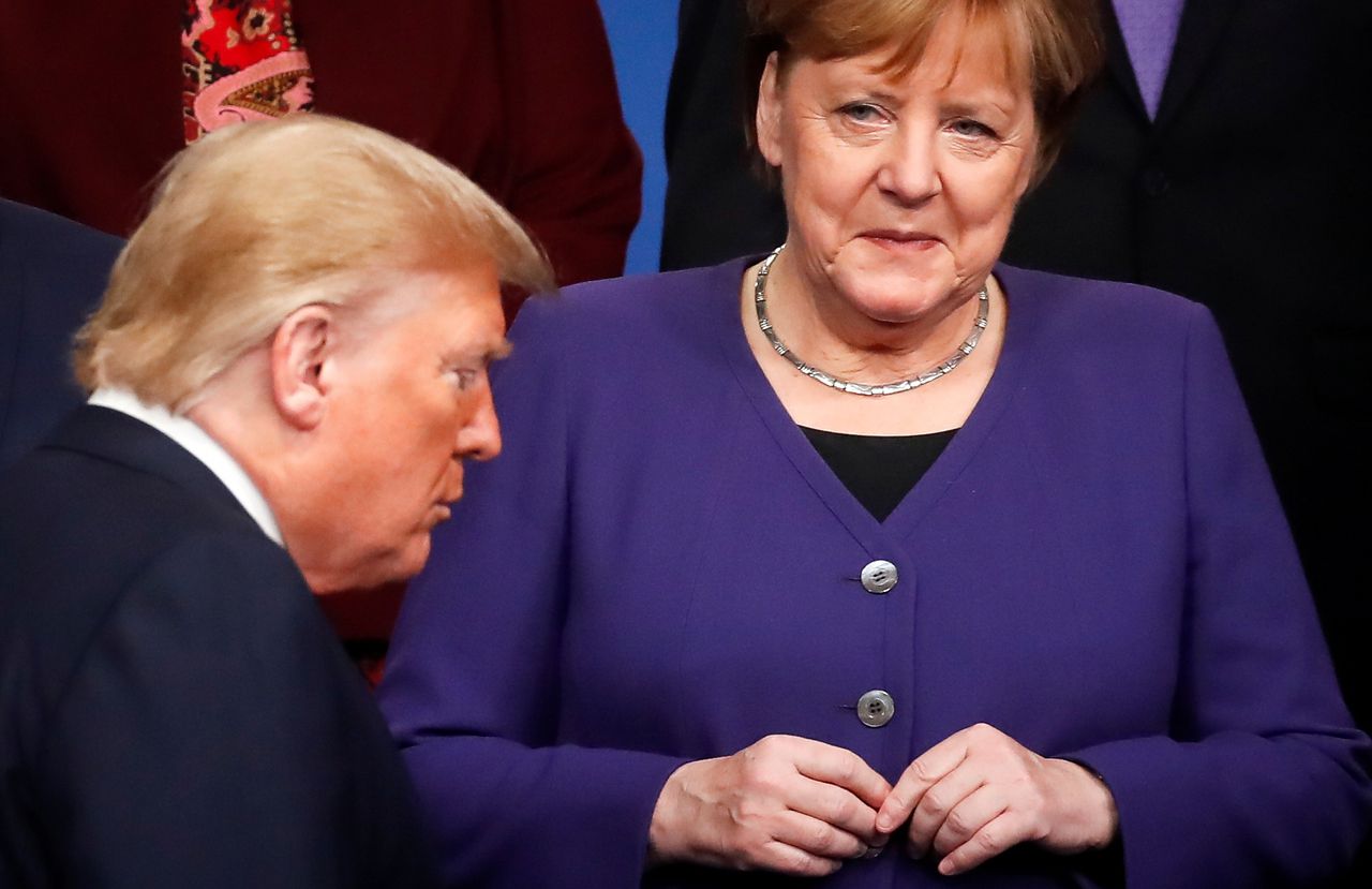 Trump en Merkel tijdens de NAVO-top in 2019.