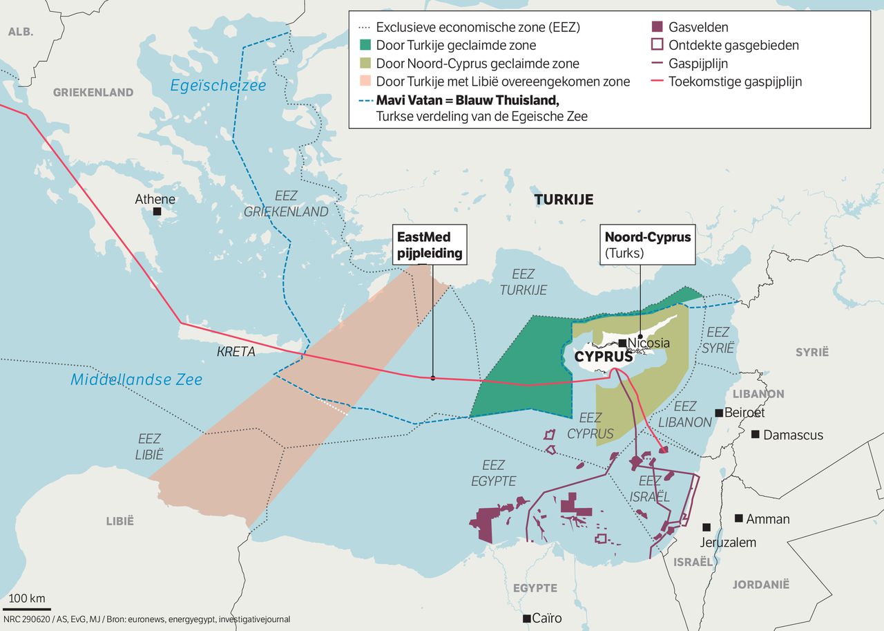 De omstreden aanspraken van Turkije op delen van de Oostelijke Middellandse Zee