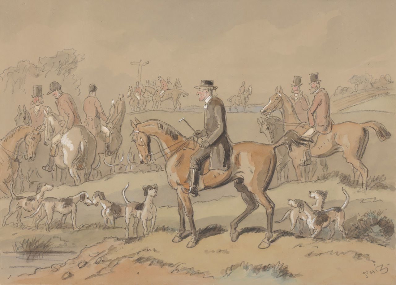 ‘The Sporting Parson at the Meet(ing) of His 'Dear Brethren'’ van Hablot Knight Browne (1815–1882)