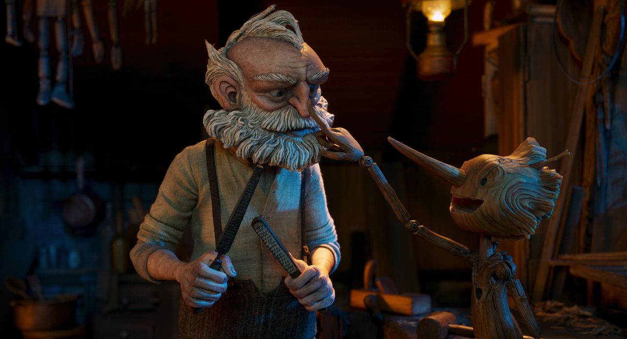 Pinokkio met zijn vader Gepetto, volgens Guillermo del Toro.