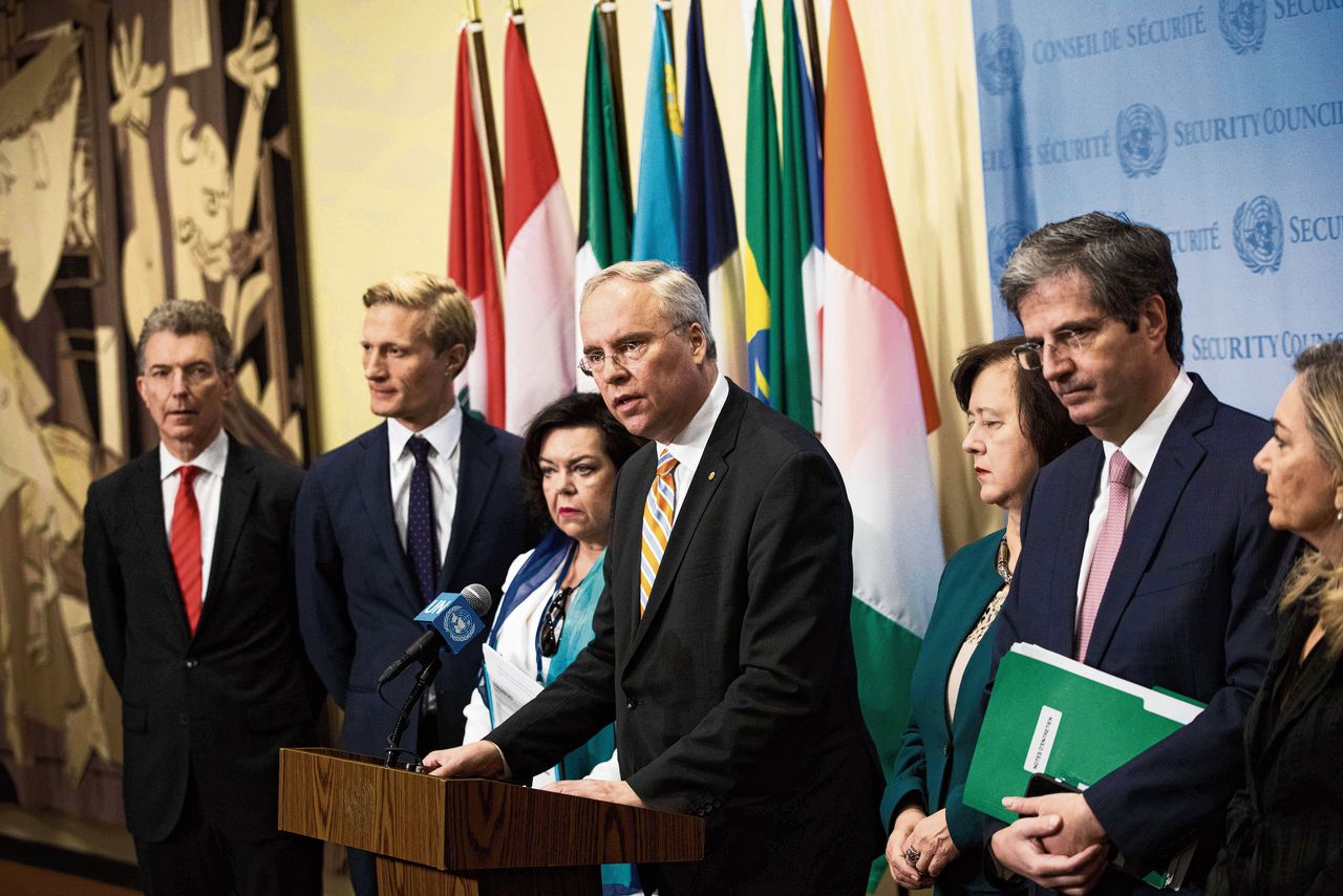 Karel van Oosterom voorafgaand aan een bijeenkomst van de VN-Veiligheidsraad in 2018.
