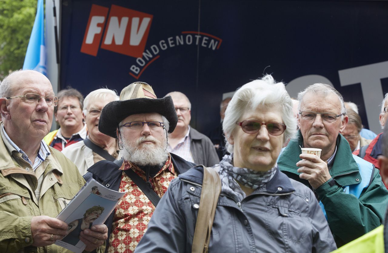 Manifestatie van FNV voor een beter pensioen op 30 mei.