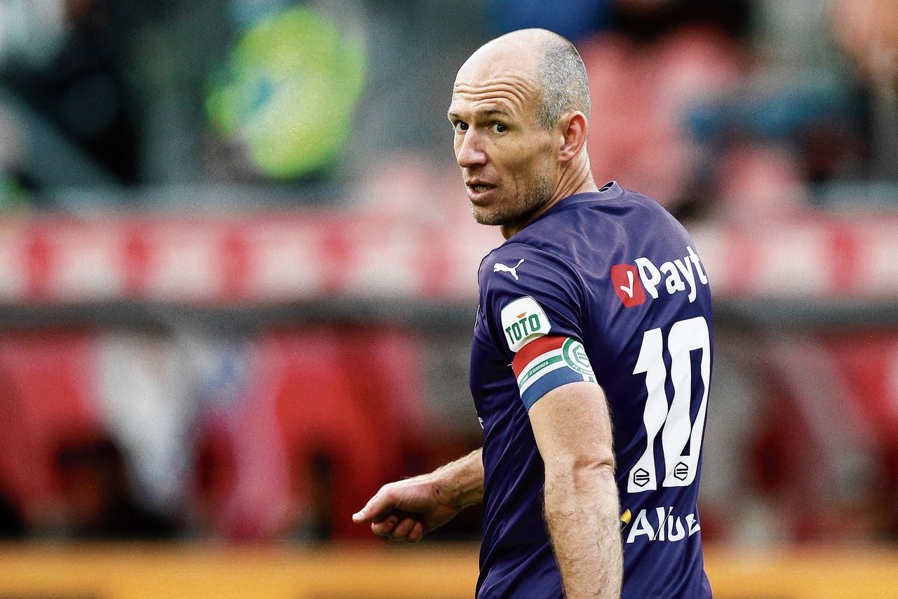 Arjen Robben voor FC Groningen in actie tegen FC Utrecht, op 19 mei.