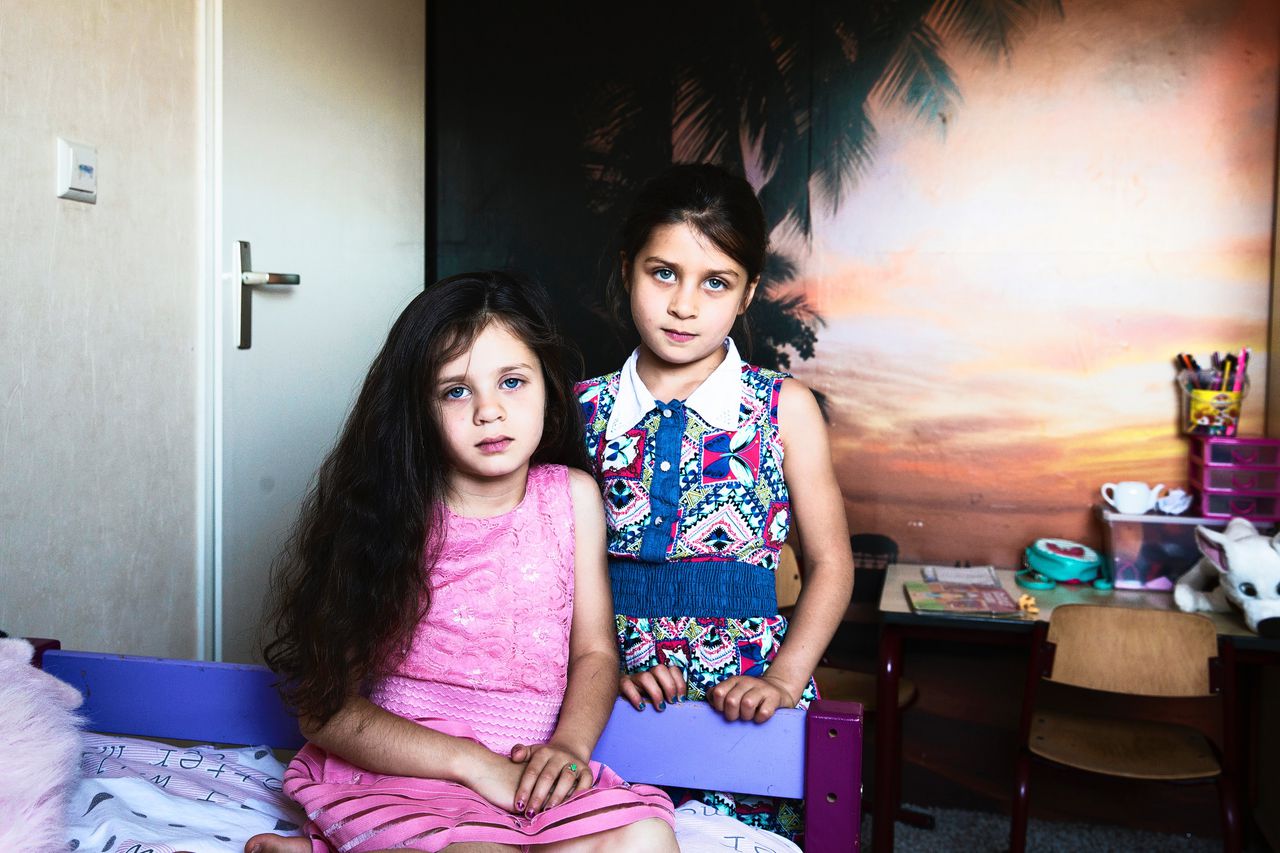Malek (blauw) (6) en Dania (roze) (5) zijn afkomstig uit Syrie, Aleppo en wonen in Zoetermeer.
