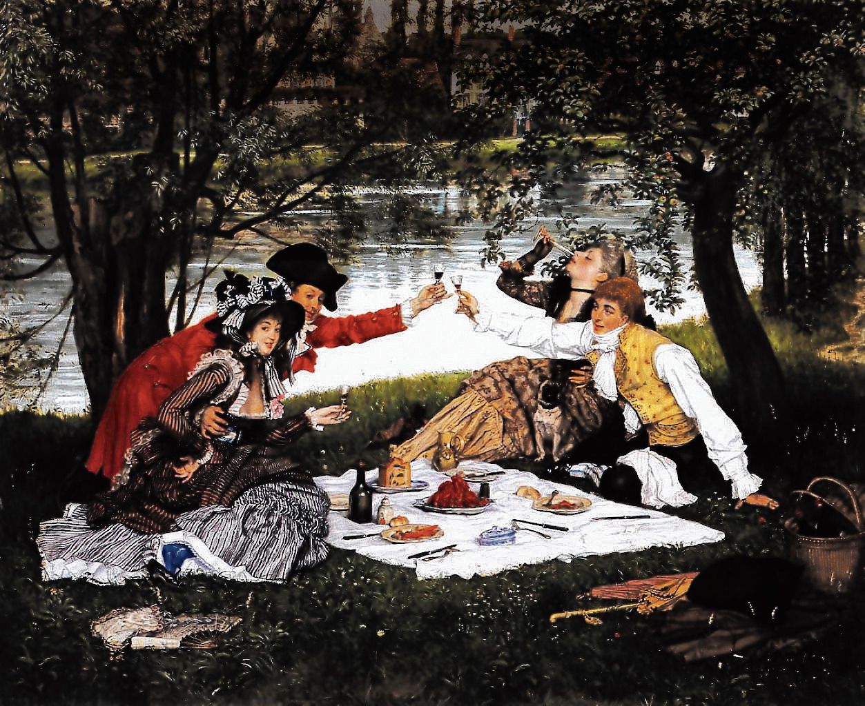 La Partie Carrée, schilderij van een picknick, van de Franse kunstschilder James Tissot uit 1870.