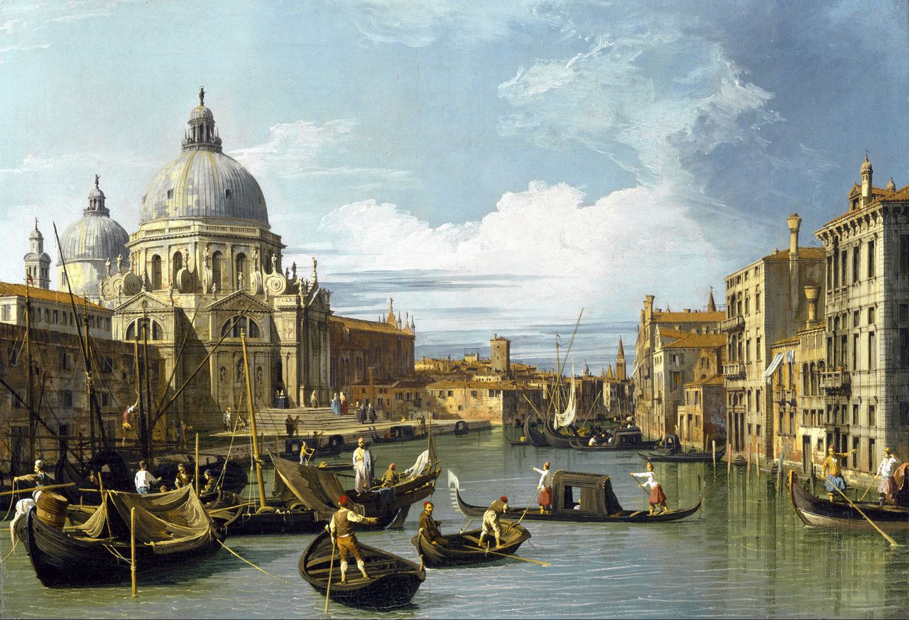 Canaletto: Gezicht op de ingang van het Canal Grande in Venetië, circa 1730. Ons woord ‘quarantaine’ vindt zijn oorsprong in de veertiende eeuw toen tijdens de pestepidemie de schepen veertig dagen (quaranta giorni) voor de haven van Venetië moesten wachten.
