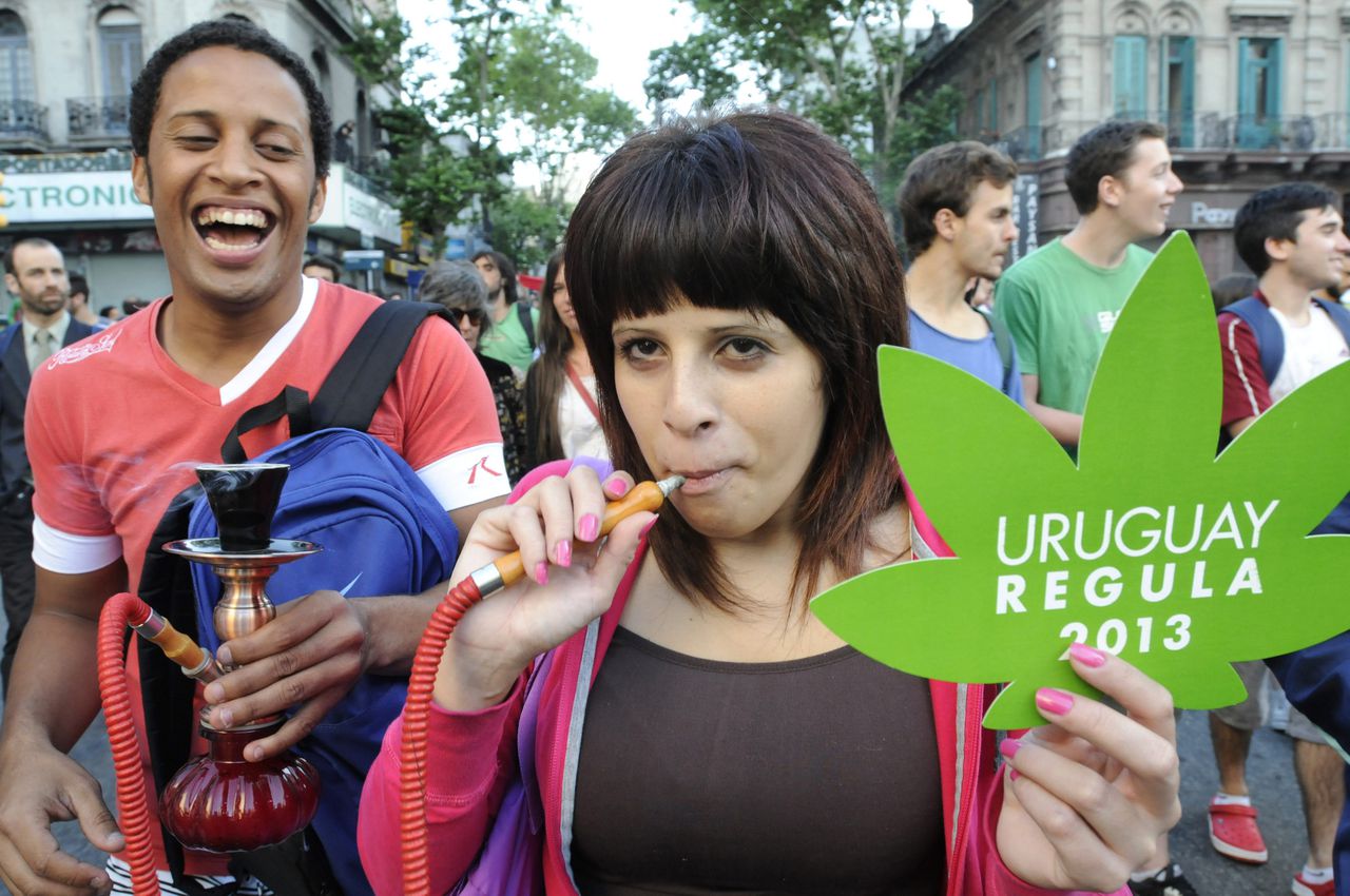 Uruguayanen demonstreerden gisteren op de valreep nog voor het legaliseren van marijuana.