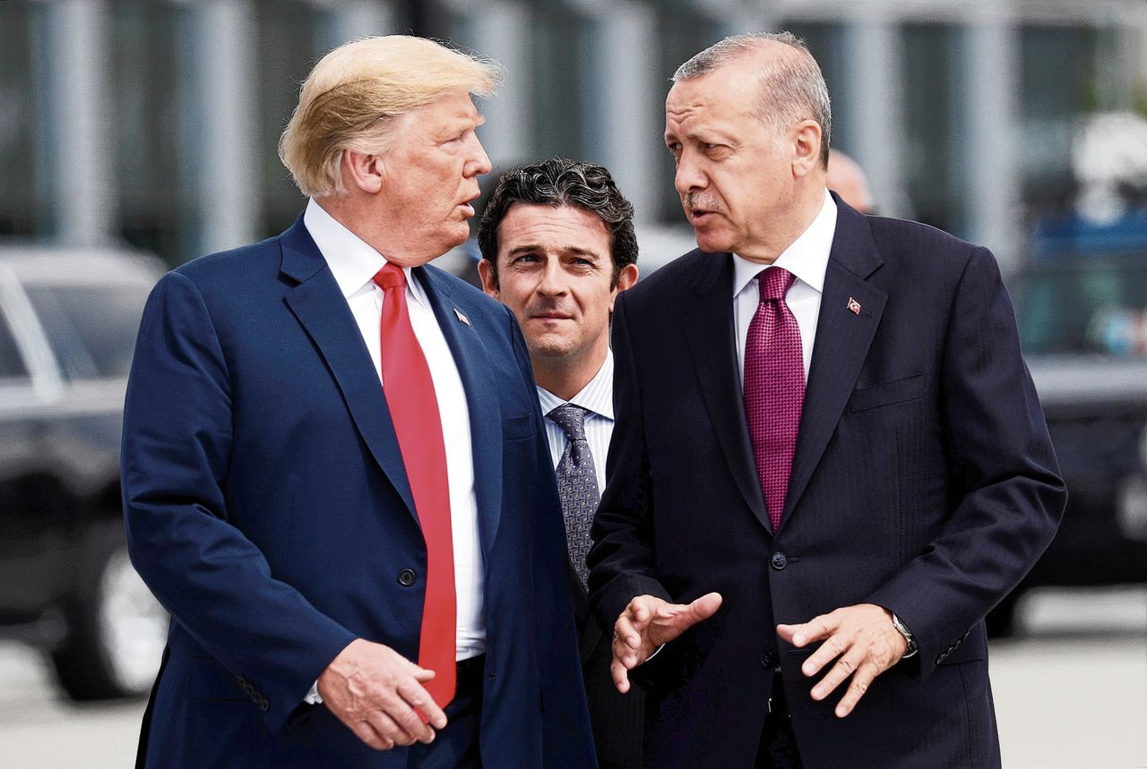 De presidenten Trump en Erdogan op de NAVO-top in Brussel afgelopen juli.