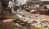 Gevechten hebben een ravage  veroorzaakt op een markt in de stad El Geneina in de westelijke Soedanese regio Darfur, eind april. 