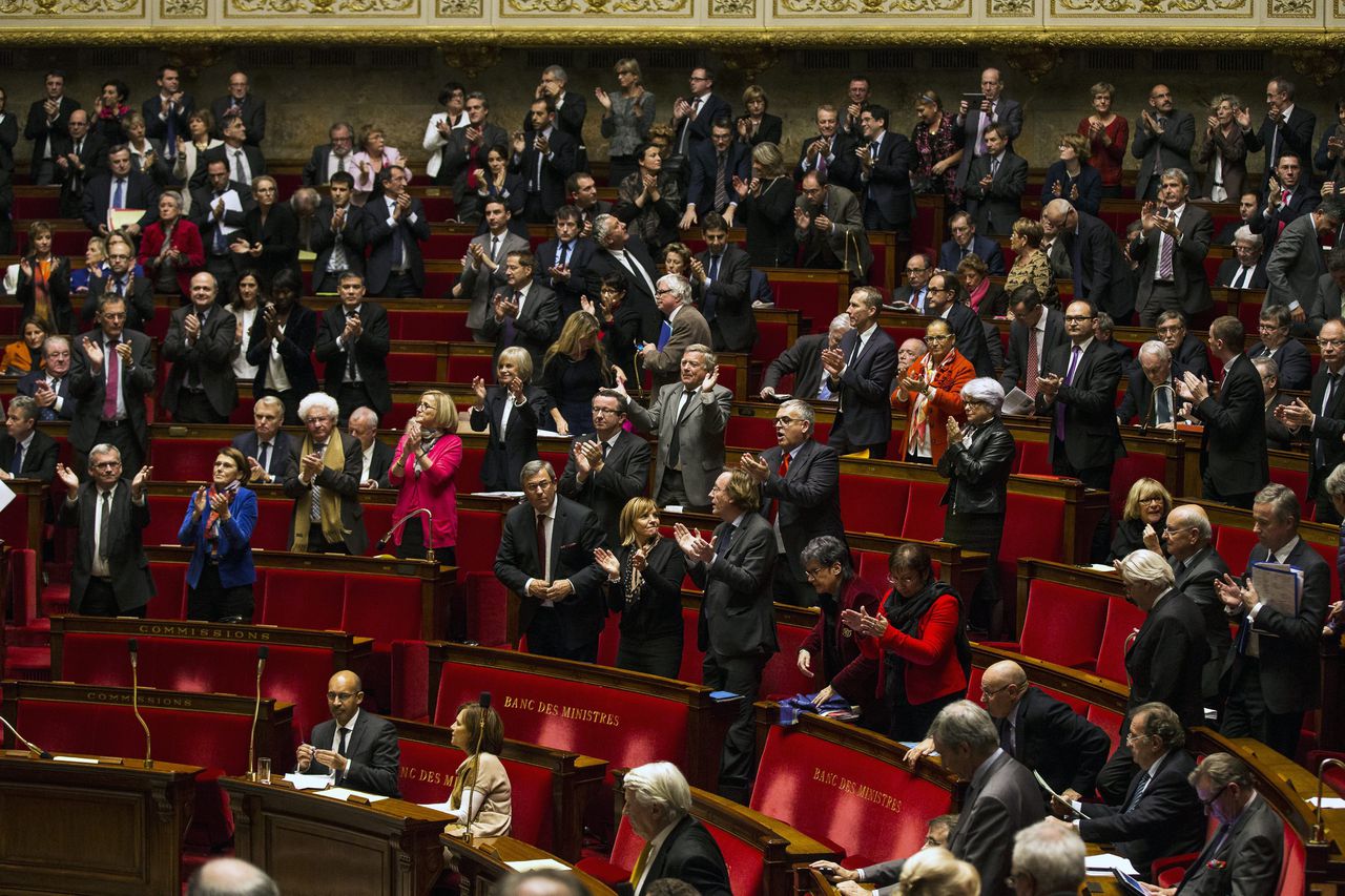 Beeld uit het Franse parlement, waar een meerderheid voor erkenning van Palestina stemde in een symbolische stemming.