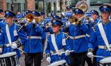 Muziekkorps in de straten van Delft, oefenend voor  de Taptoe Delft, september 2018.