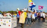 Manifestatie op Bonaire voor een sociaal minimum in strijd tegen de armoede.  