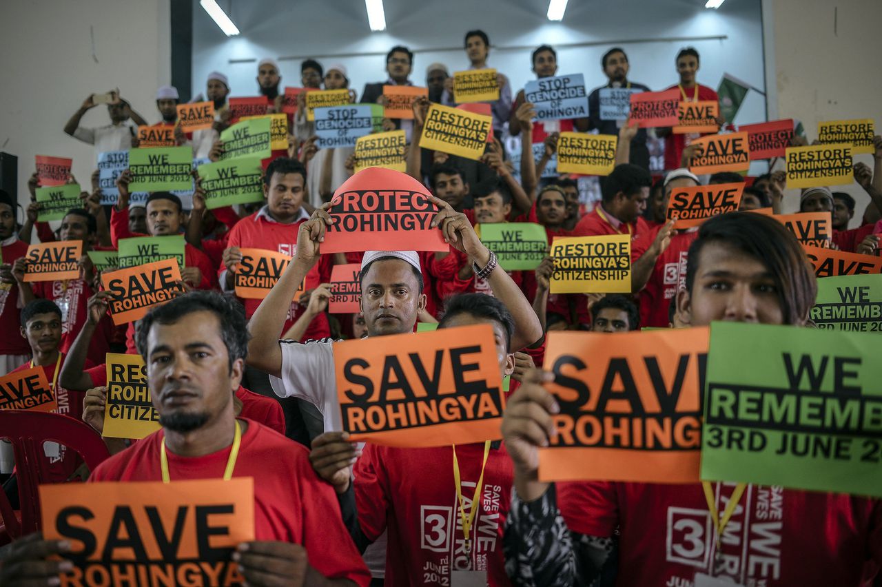Rohingya-vluchtelingen in Maleisië protesteren tegen de discriminatie tegen hun etnische minderheidsgroep.