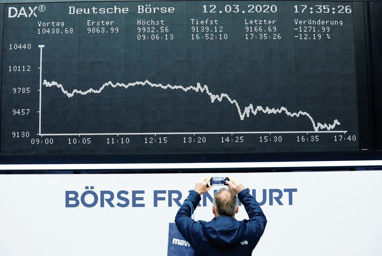 De Duitse DAX Index op de beurs van Frankfurt op donderdag 12 maart. Alle ogen zullen de komende tijd gericht zijn op Duitsland.