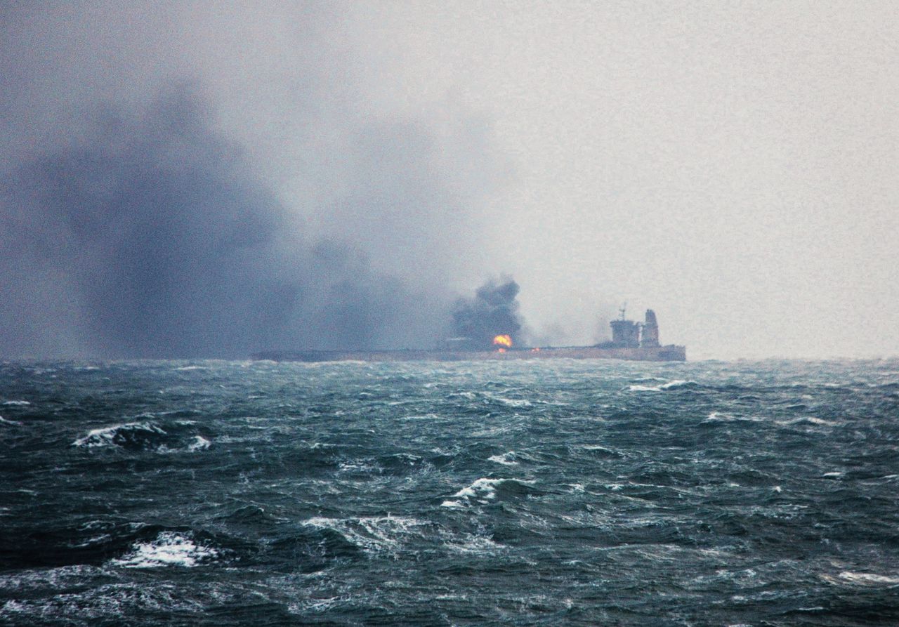 De Iraanse tanker Sanchi in de Oost-Chinese Zee