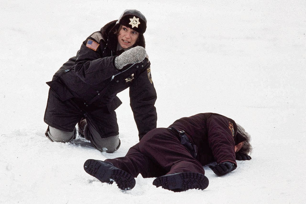 Frances McDormand als agent Marge Gunderson in de film Fargo (1996).