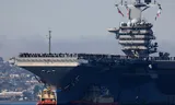 Het Amerikaanse vliegdekschip USS Abraham Lincoln in zijn thuishaven in San Diego, eind 2024.