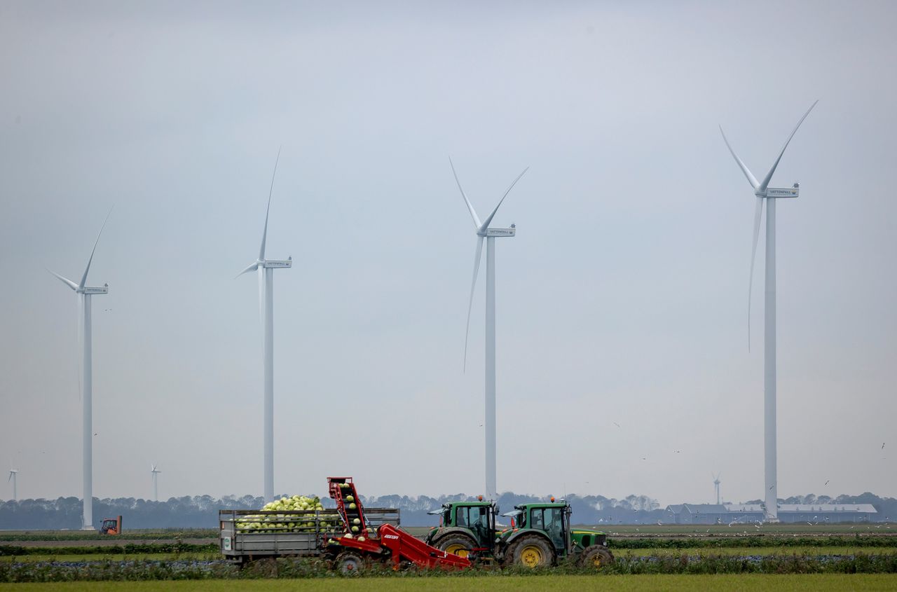 Windmolens op windpark Wieringermeer. Foto Robin van Lonkhuijsen / ANP